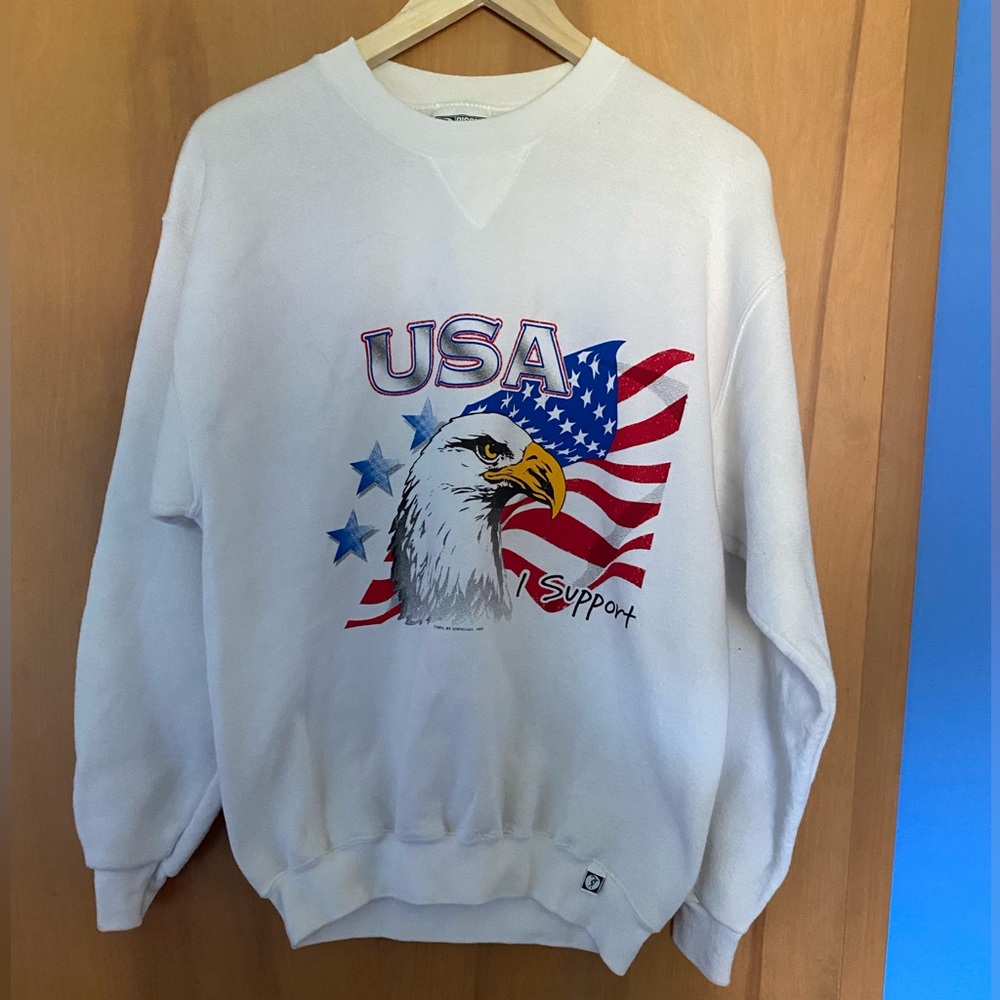 Vintage White USA Eagle Graphic Men's Sweatshirt